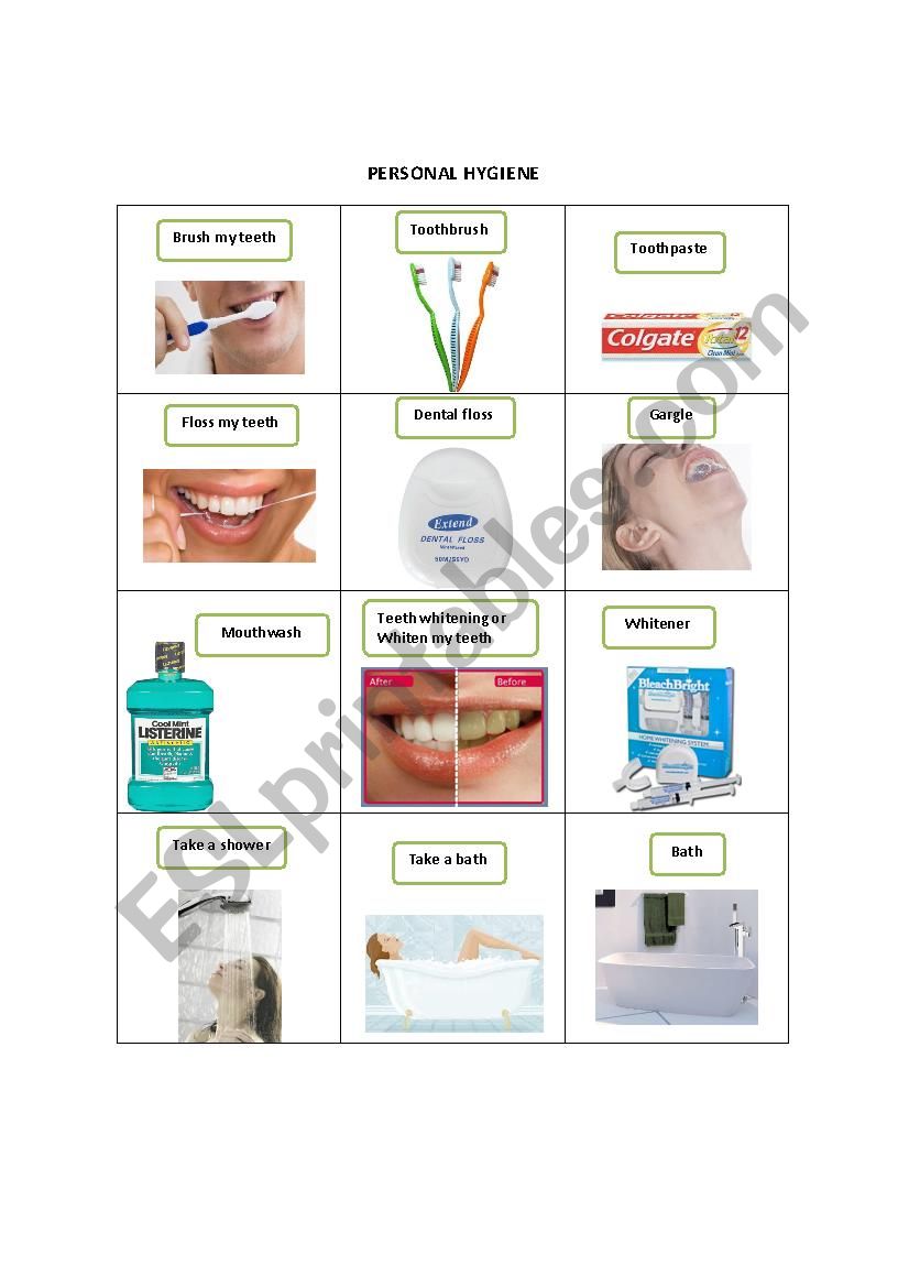 PERSONAL HYGIENE worksheet