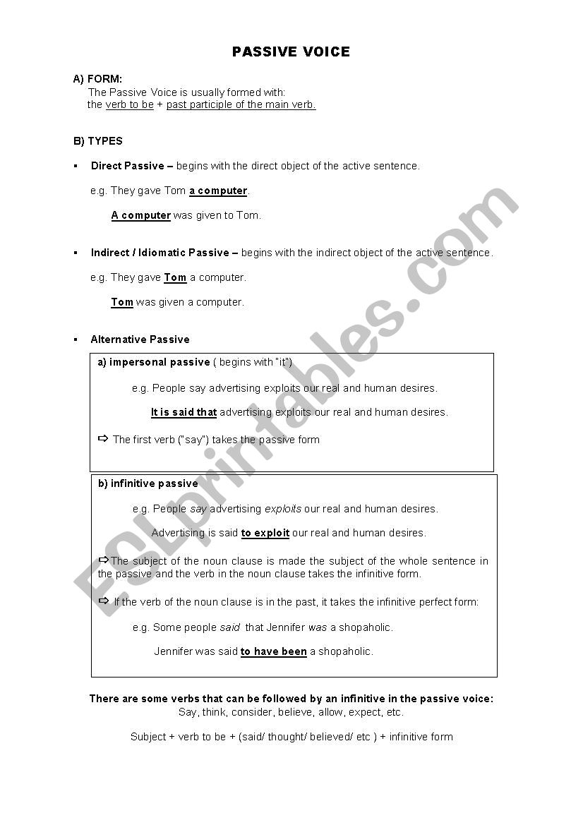 Passive voice worksheet