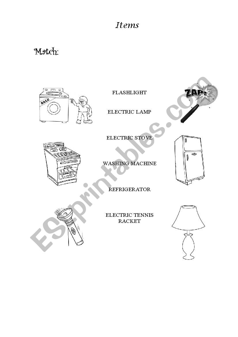 items worksheet