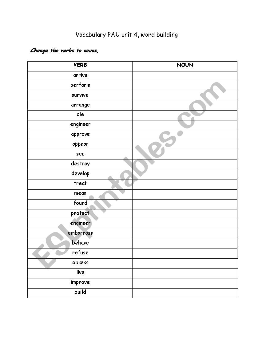 word building  worksheet