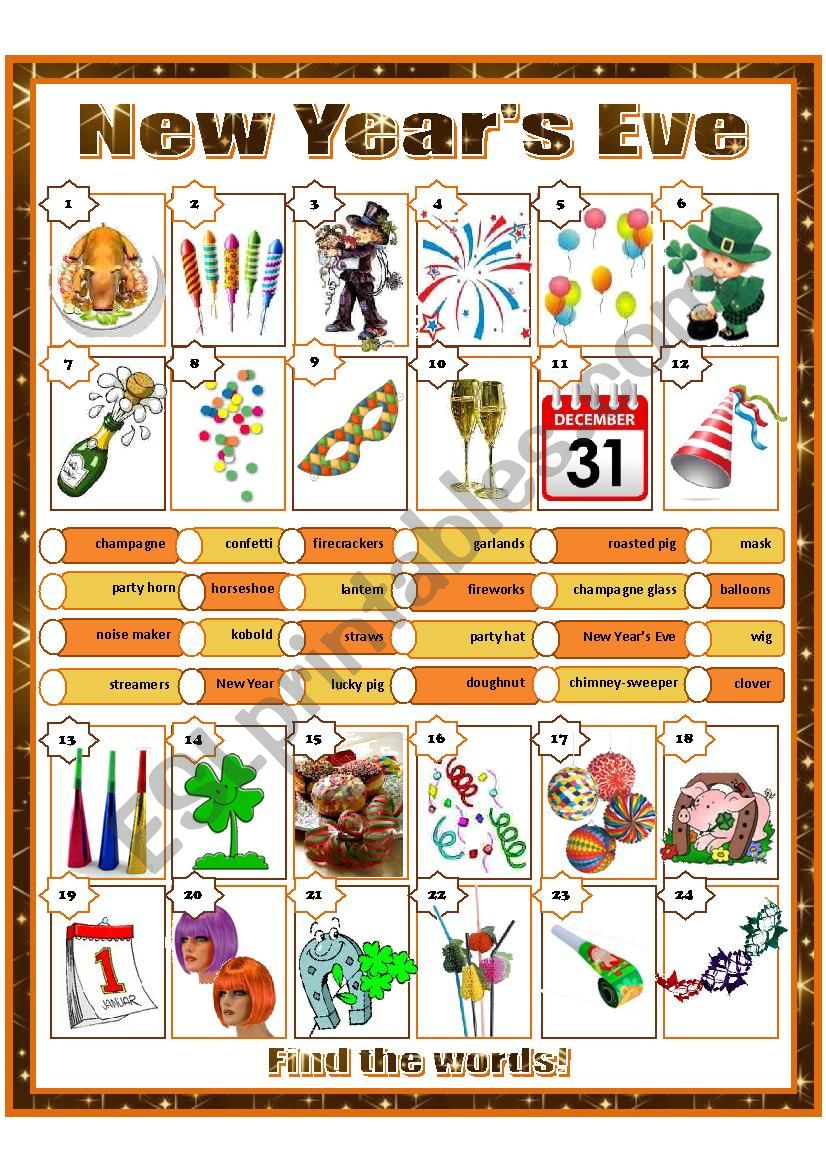 New YearÂ´s Eve worksheet