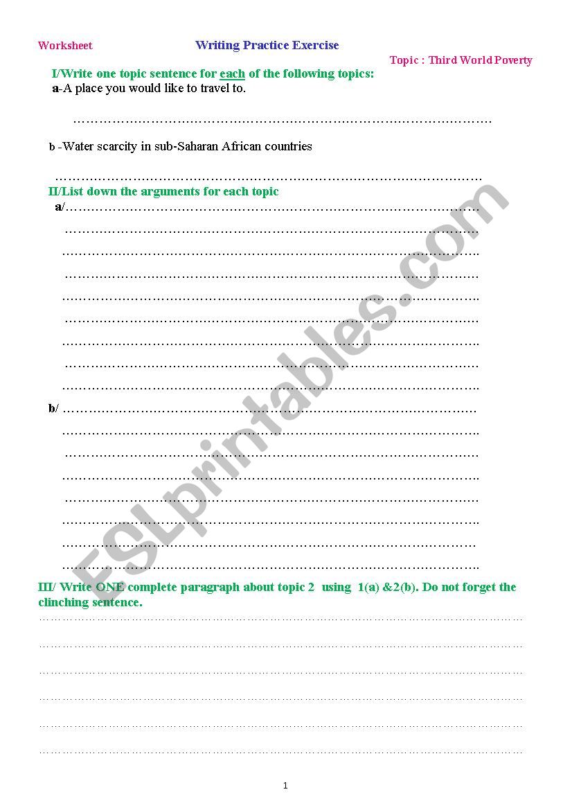 Writing practice exercises worksheet