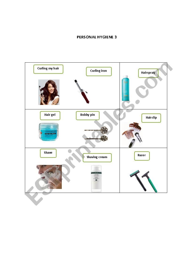 PERSONAL HYGIENE 3 worksheet