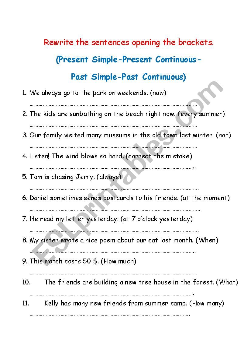 Test. Present and Past (Simple and Continuous) 
