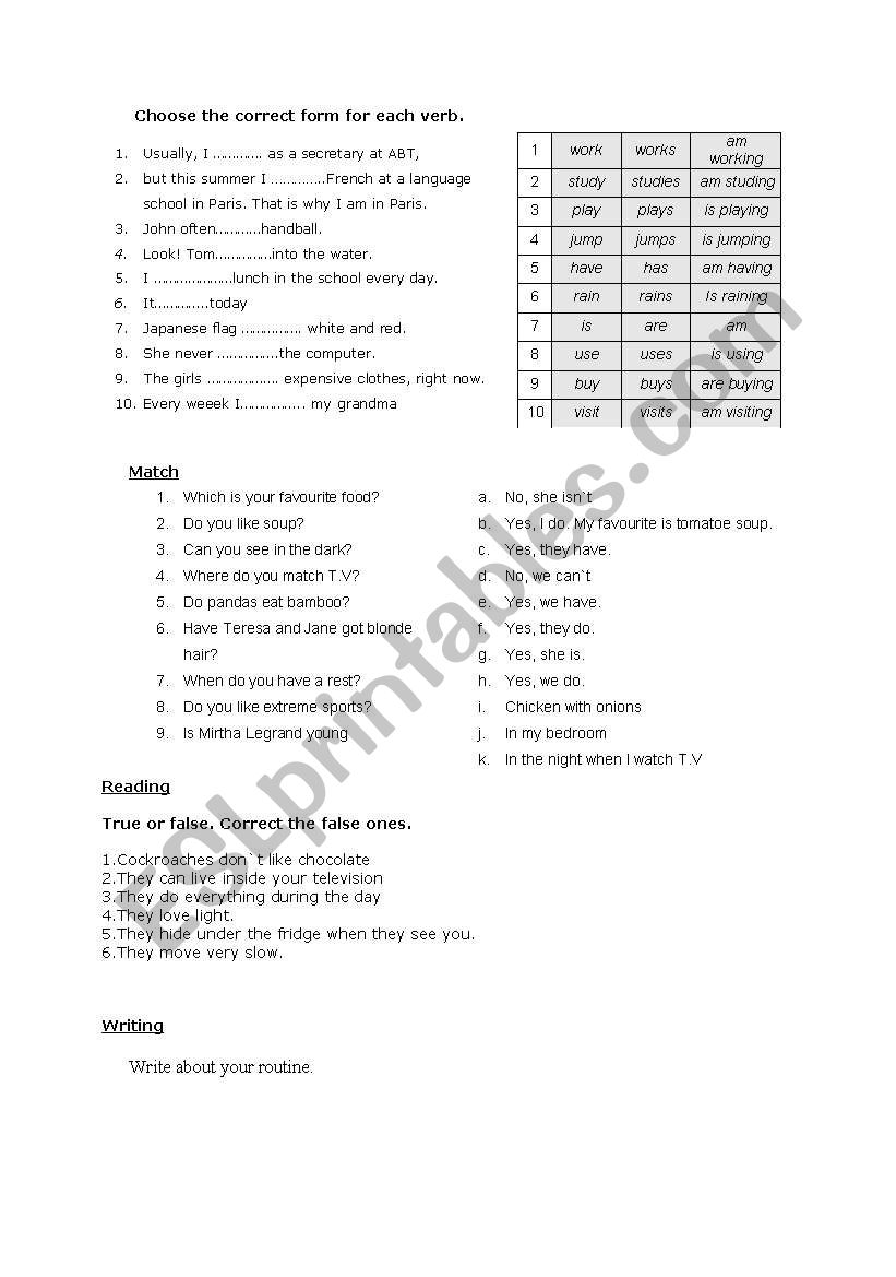 English test worksheet