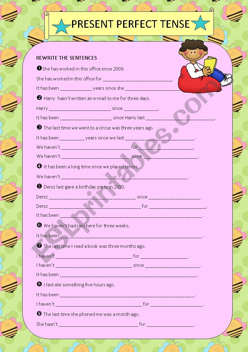 present perfect tense  worksheet