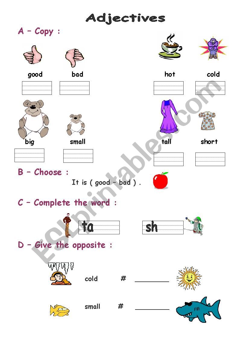 adjectives worksheet