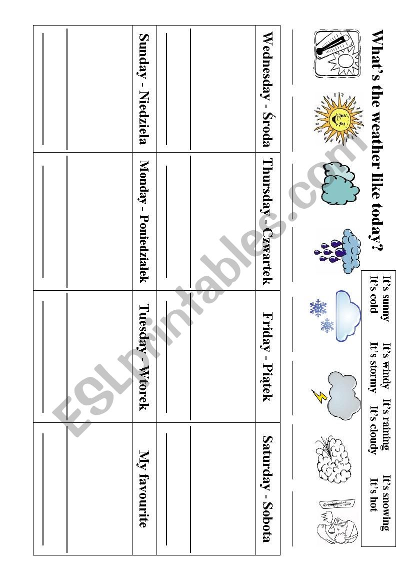 Weather diary worksheet