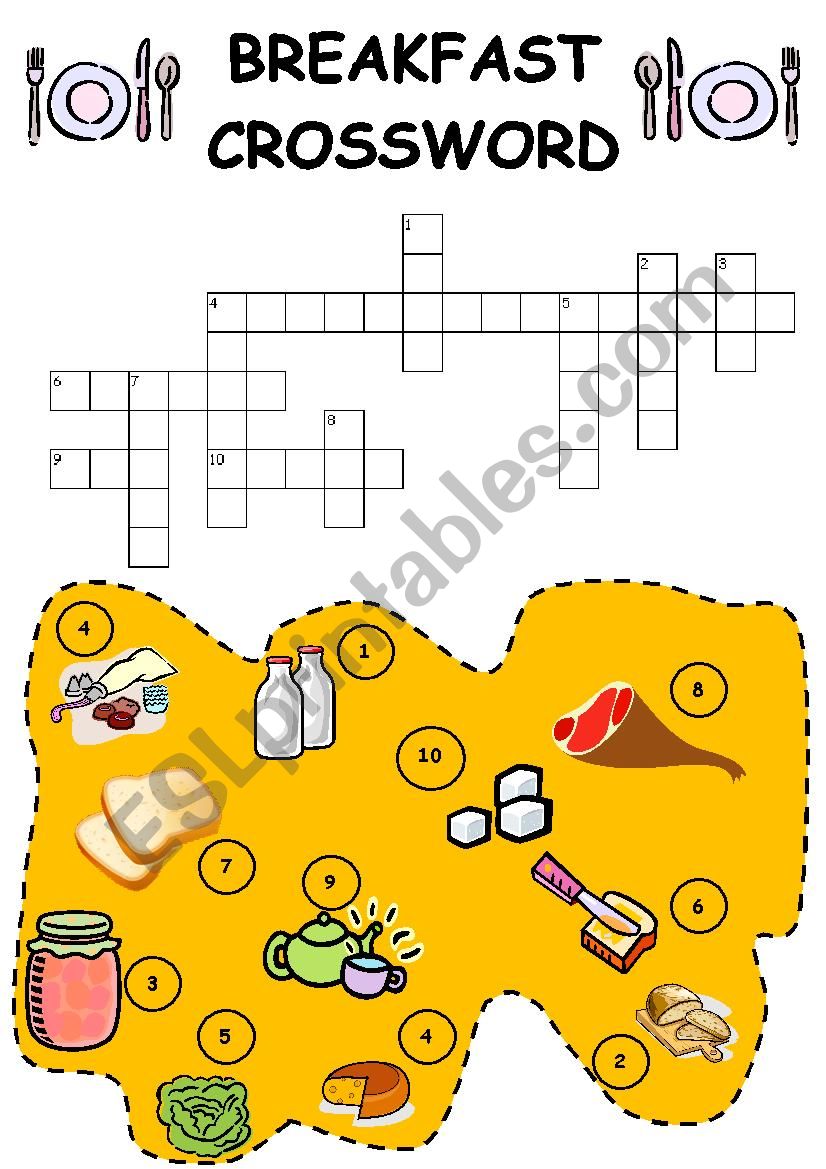 breakfast crossword worksheet