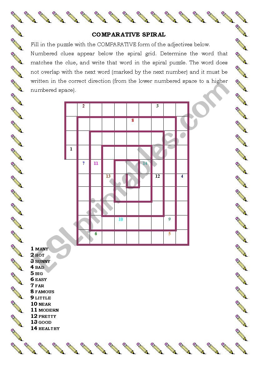 Comparative Spiral worksheet