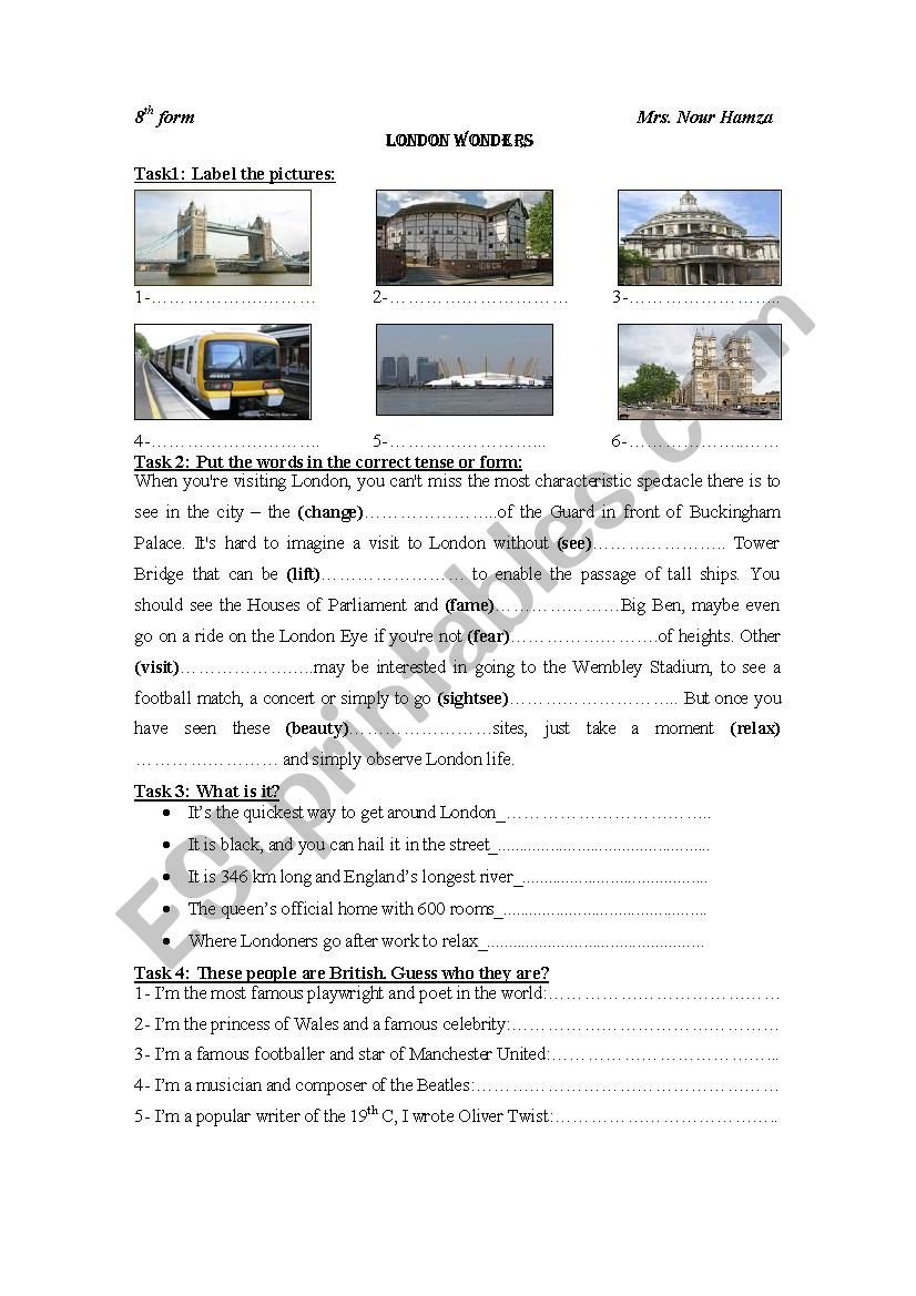 London Wonders  worksheet