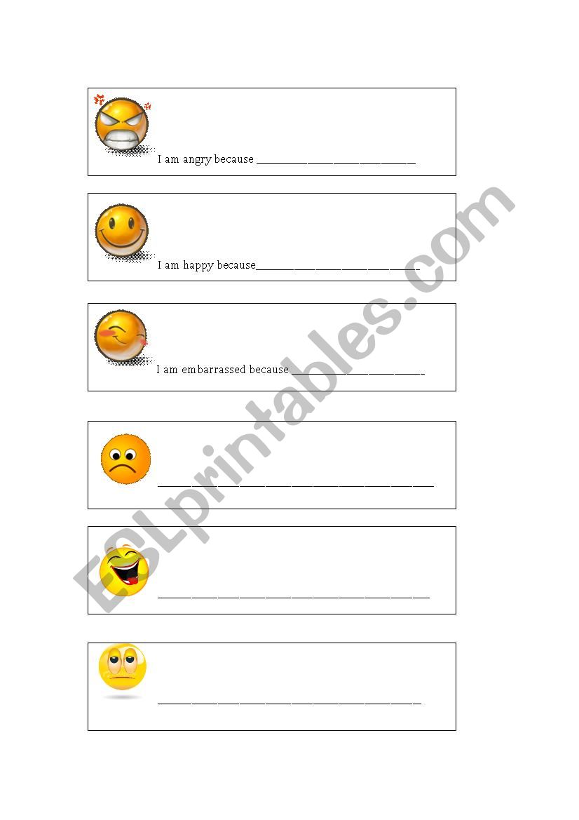 Emotions - I am feeling... worksheet