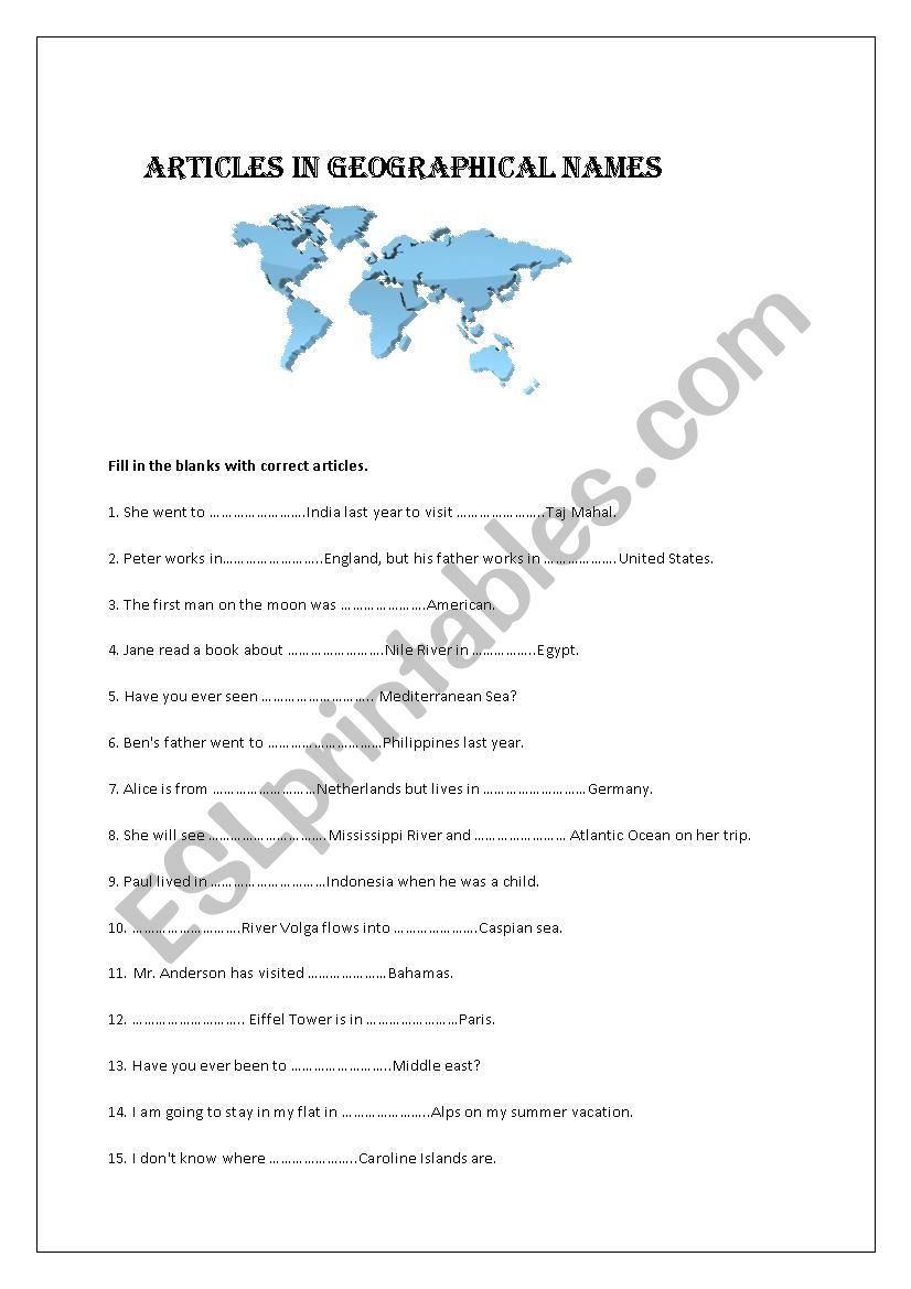 articles in geographical names