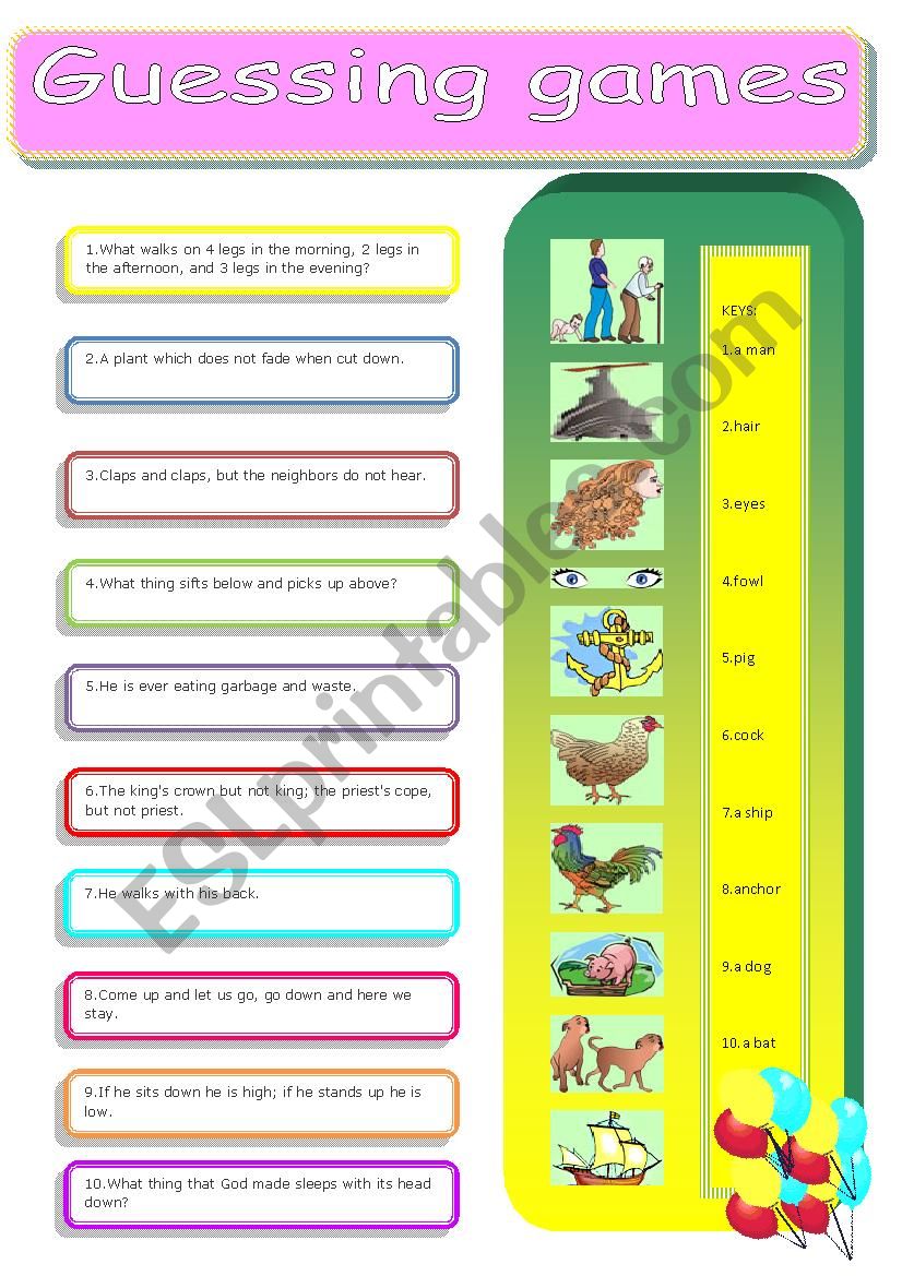 riddles worksheet