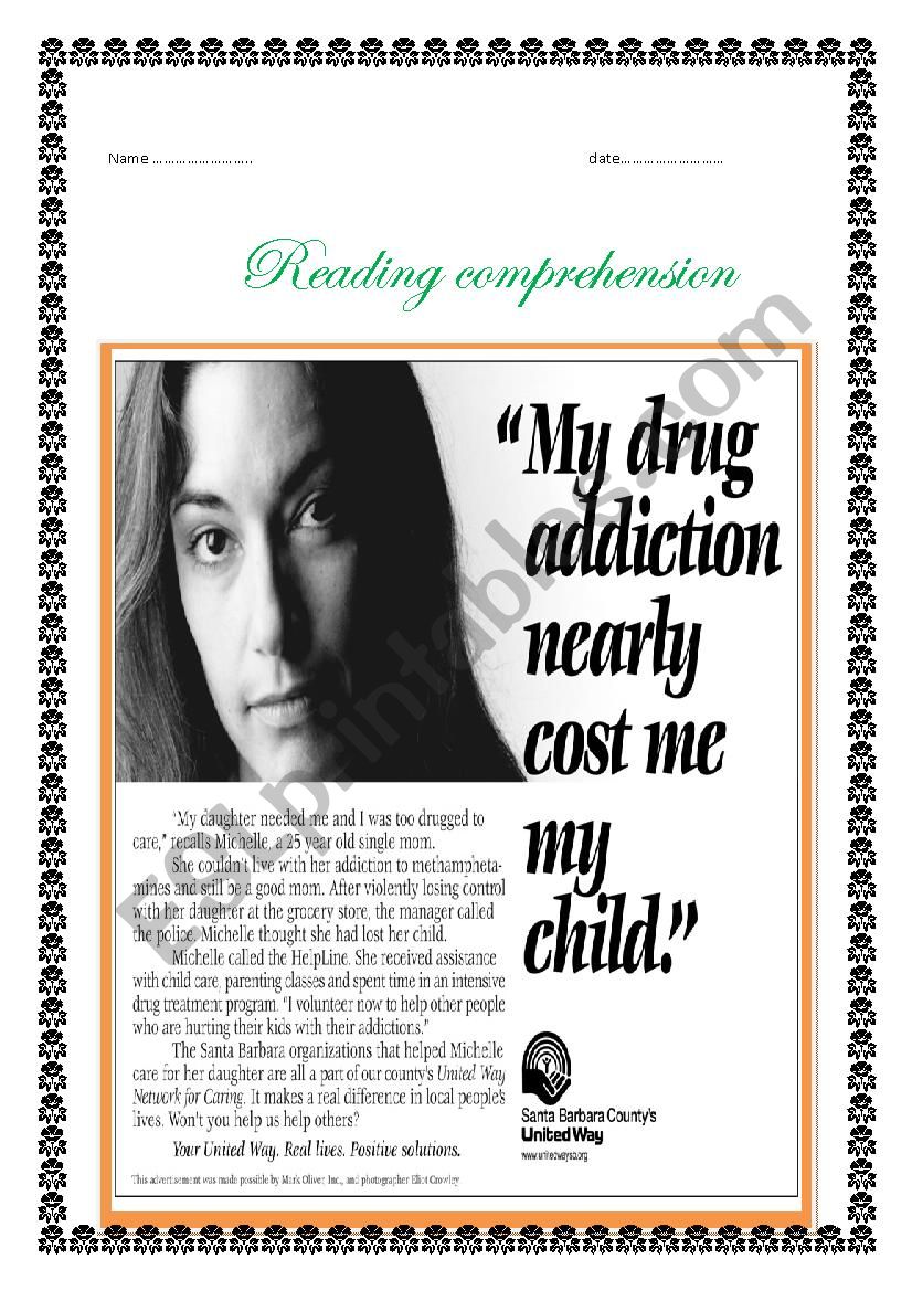 Drugs Nearly Cost Me My Child Esl Worksheet By Rashou