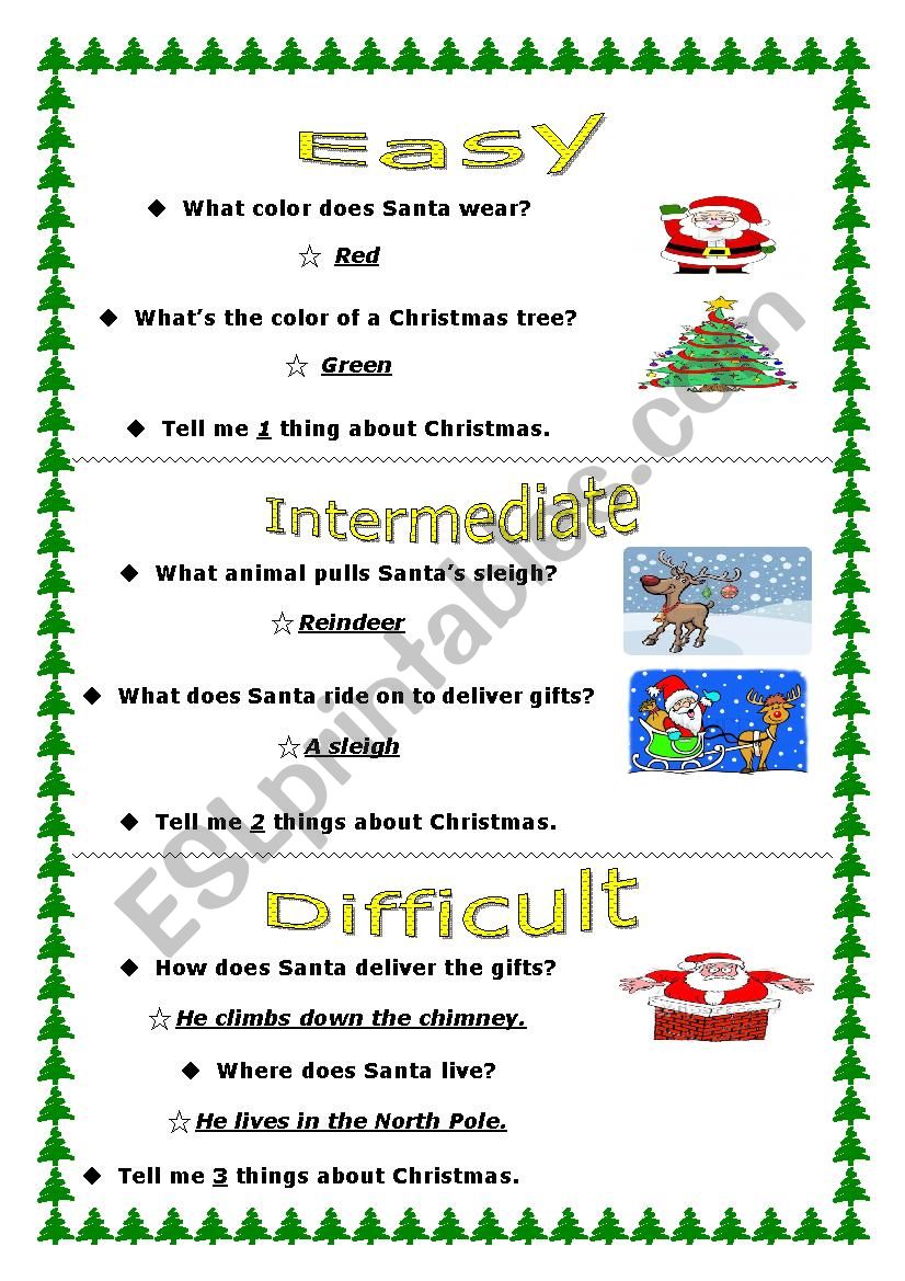 Christmas Q&A worksheet