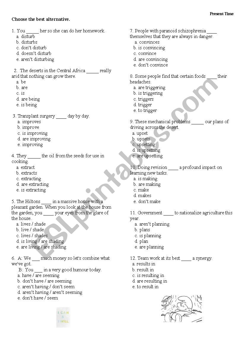 present time worksheet