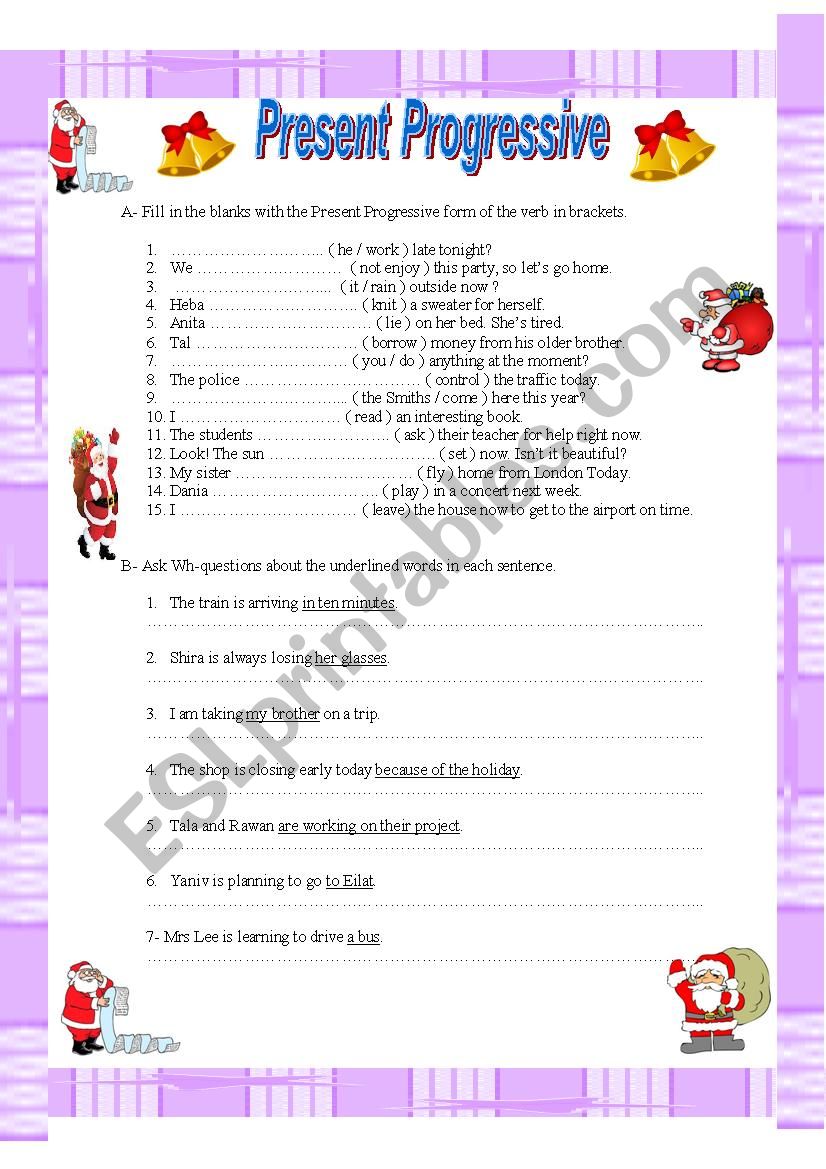 LetÂ´s Practice Present Progressive