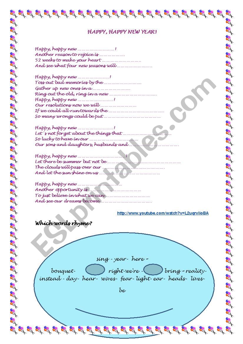 HAPPY, HAPPY NEW YEAR worksheet