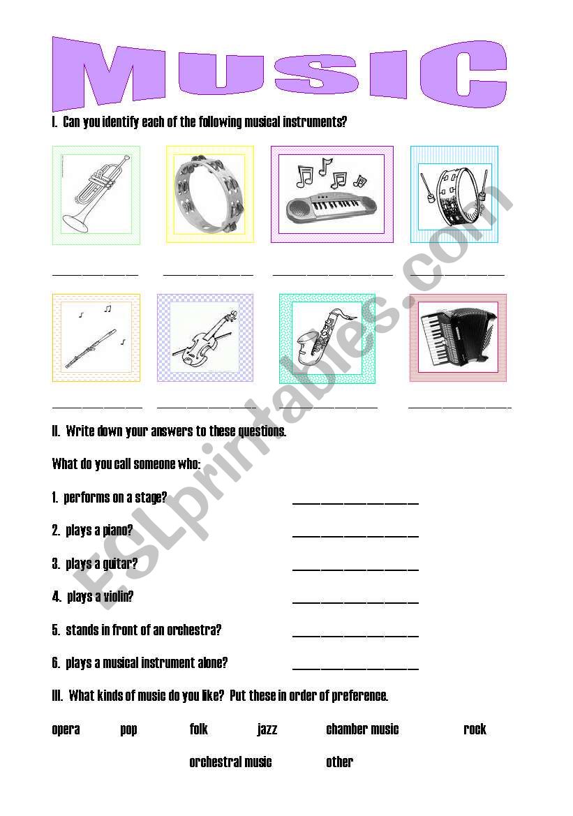 Music worksheet