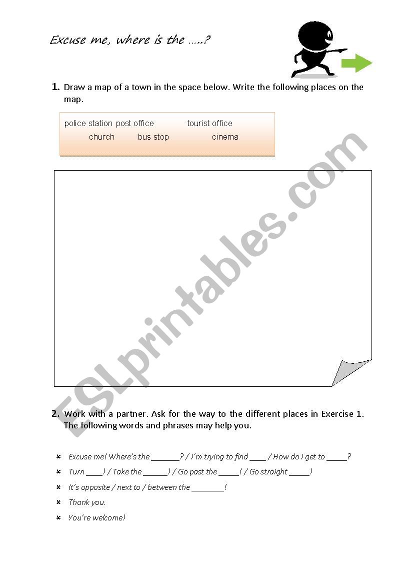 Excuse me, where is .....? worksheet
