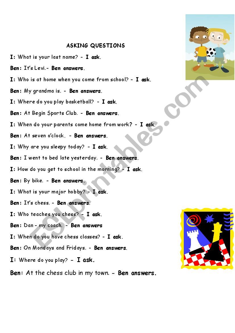 Asking questions worksheet