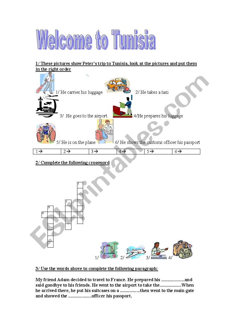 Welcome to Tunisia worksheet