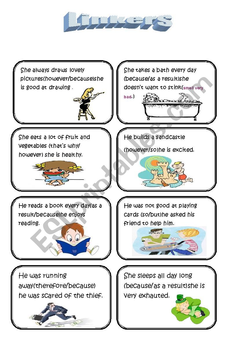 speaking cards (linkers/conjunctions) (part two)