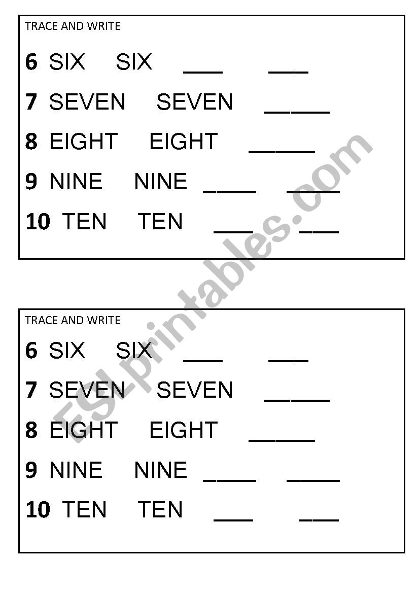 numbers from 6 to 10 for little ones