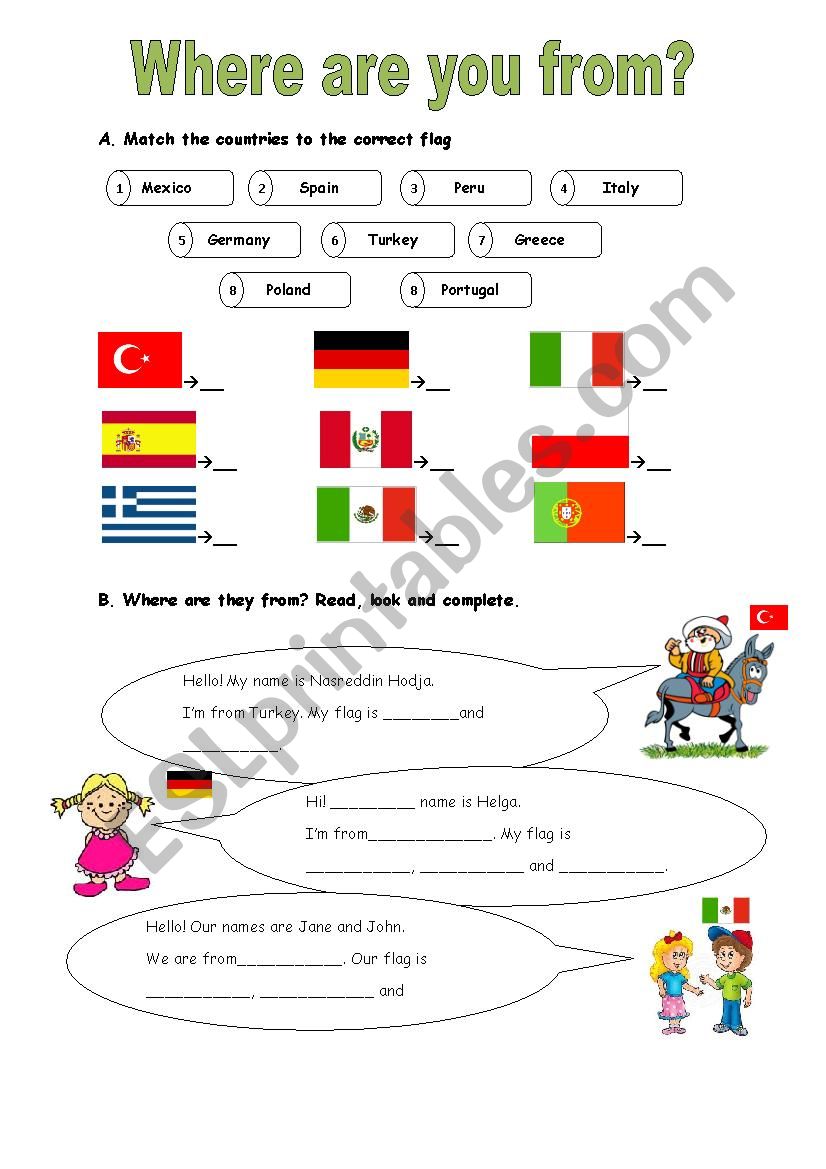 Countries worksheet