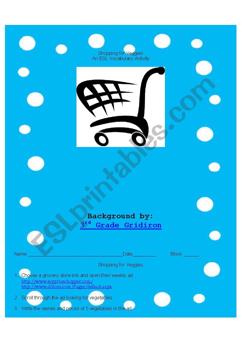 ESL Shopping for Veggies worksheet