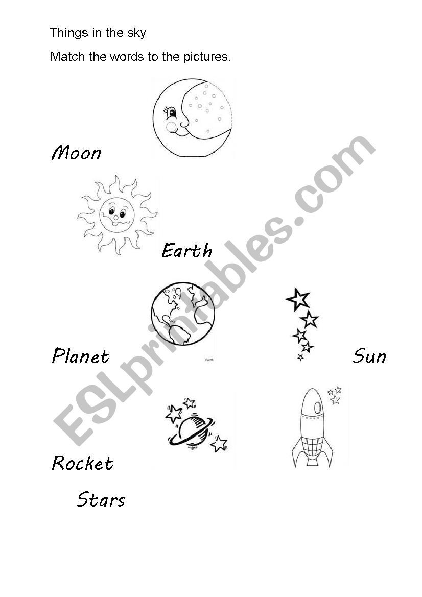 Things in the sky worksheet