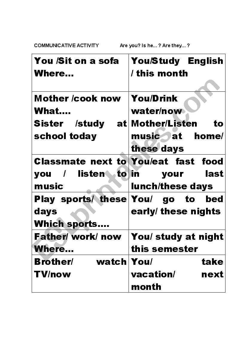 Are you doing something? worksheet