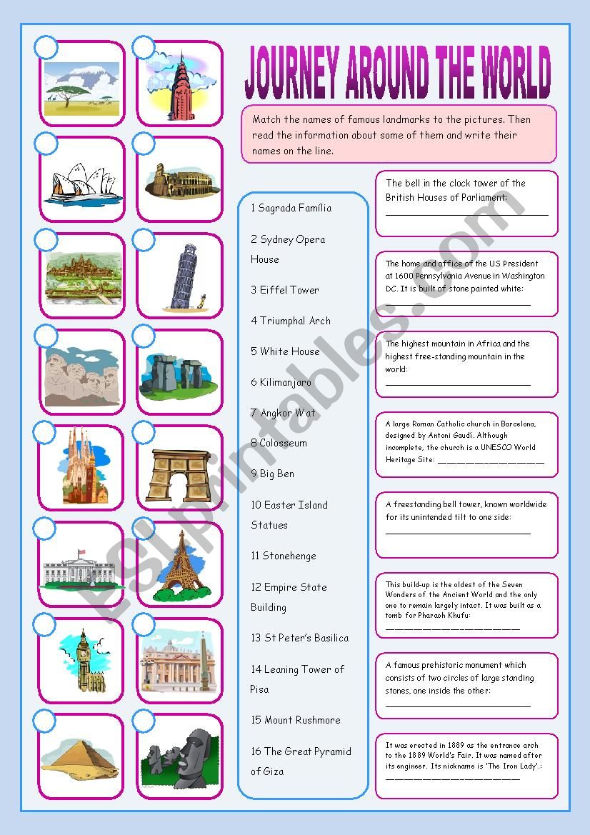 Journey Around the World worksheet