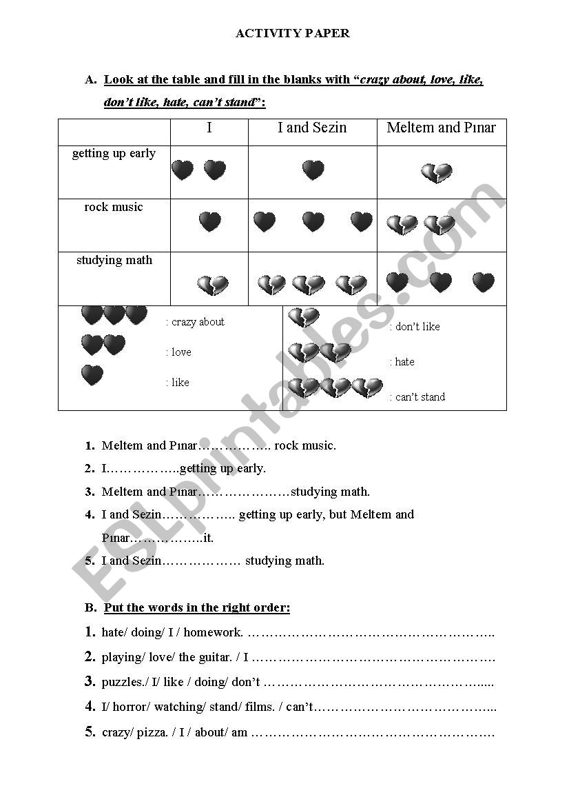 Expressing likes and dislikes_practice