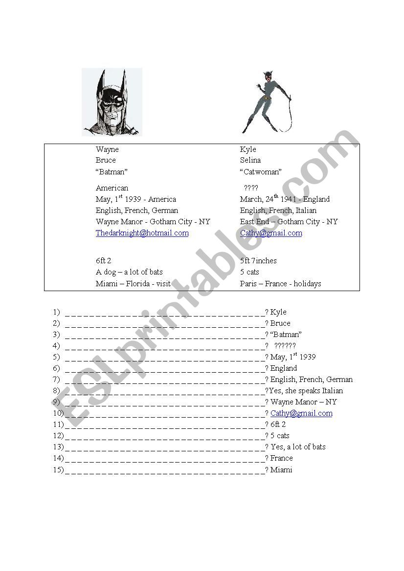 ID cards worksheet