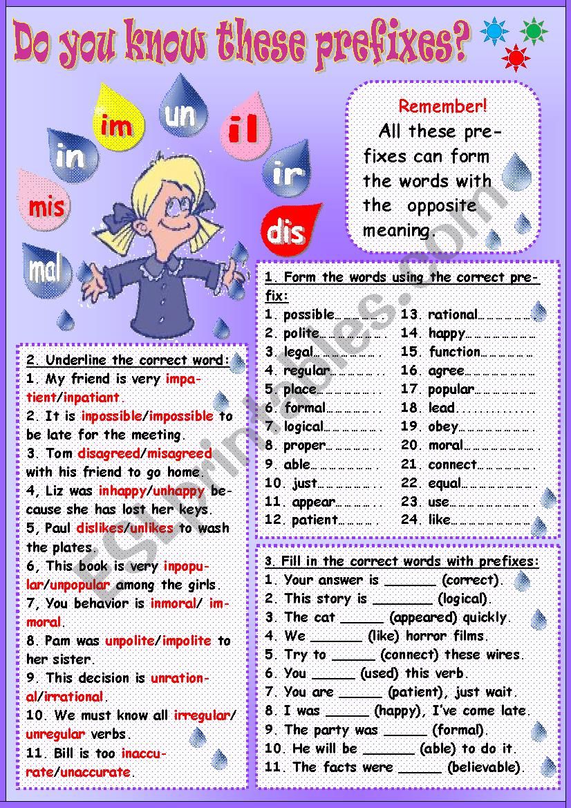Do You Know These Prefixes? worksheet