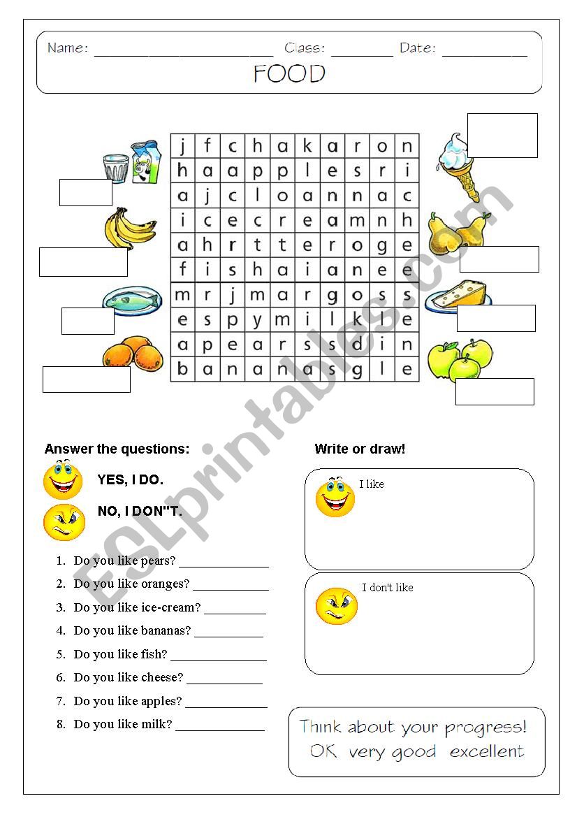 FOOD, DO YOU LIKE? worksheet