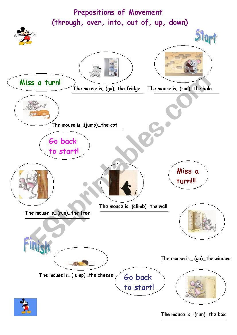 Prepositions of movement(through, over, into, up, down, out of)