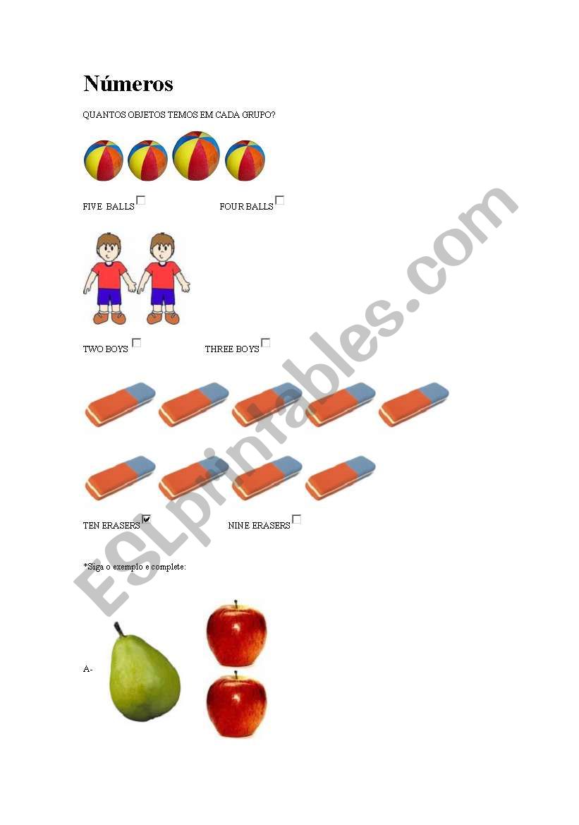 Numbers worksheet