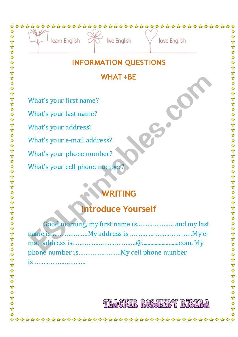 INFORMATION QUESTIONS WHAT AND BE