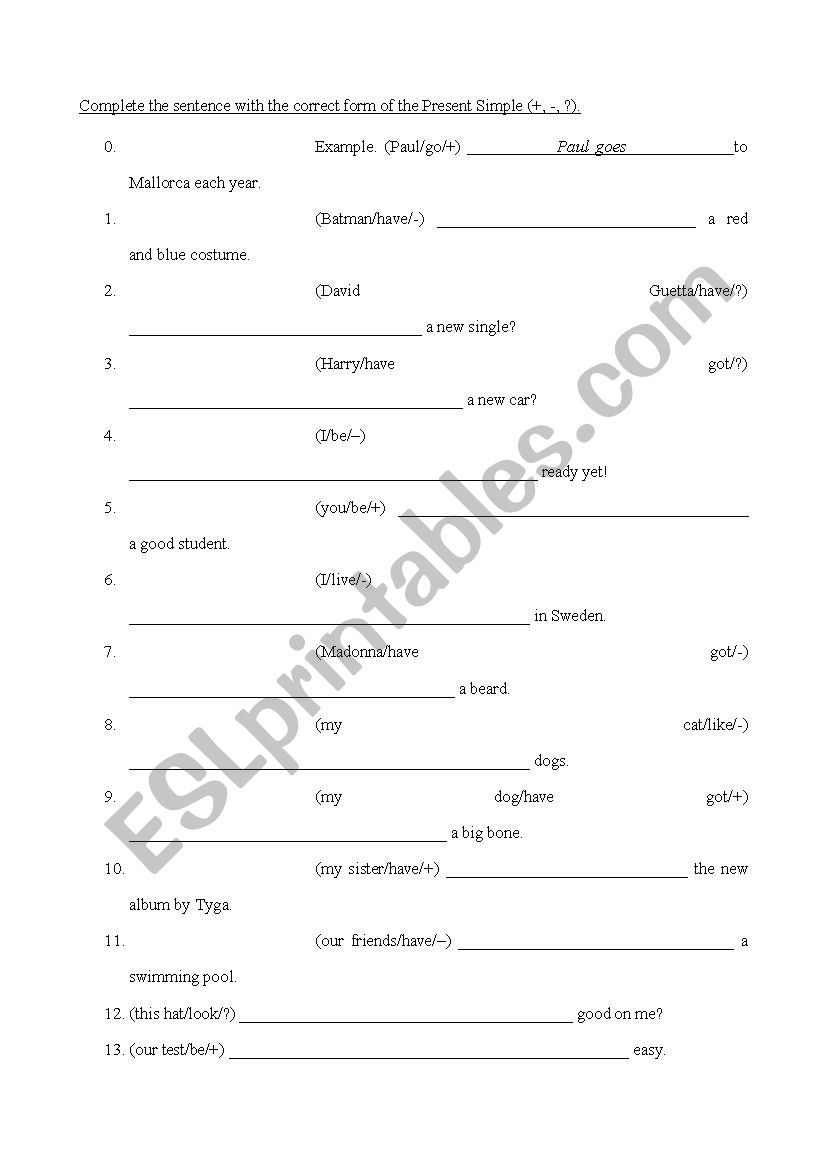 Present Simple Revision (lexical, have, have got, be)