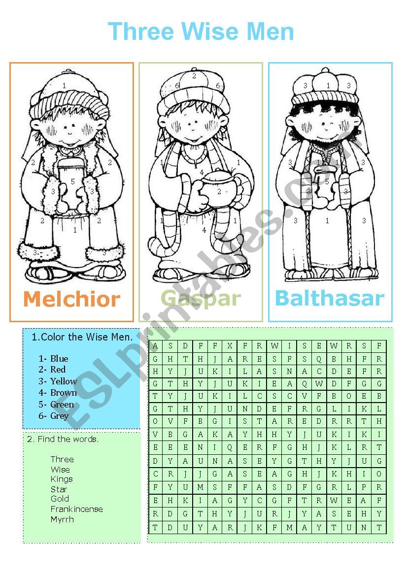 3 Wise men worksheet