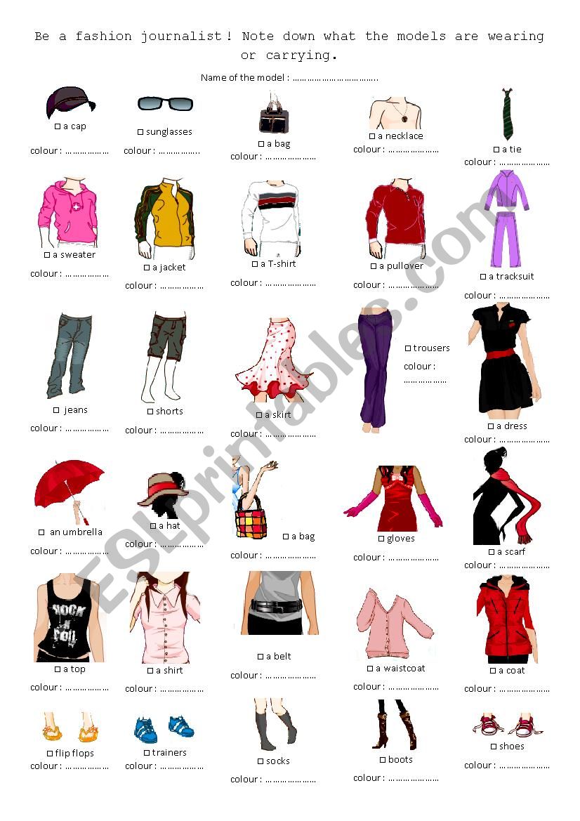 Be a fashion journalist - ESL worksheet by Camille77