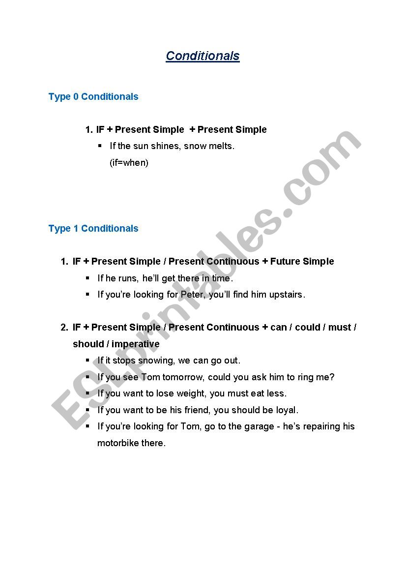 Conditionals worksheet