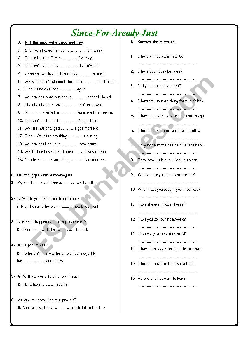 Present Perfect Tense Components