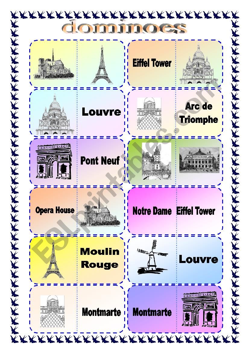 Paris Dominoes worksheet