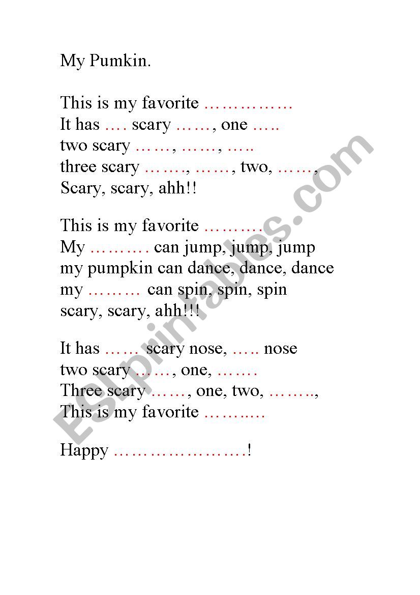 Halloween - song worksheet