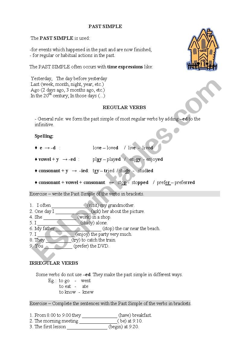 Past tense  worksheet