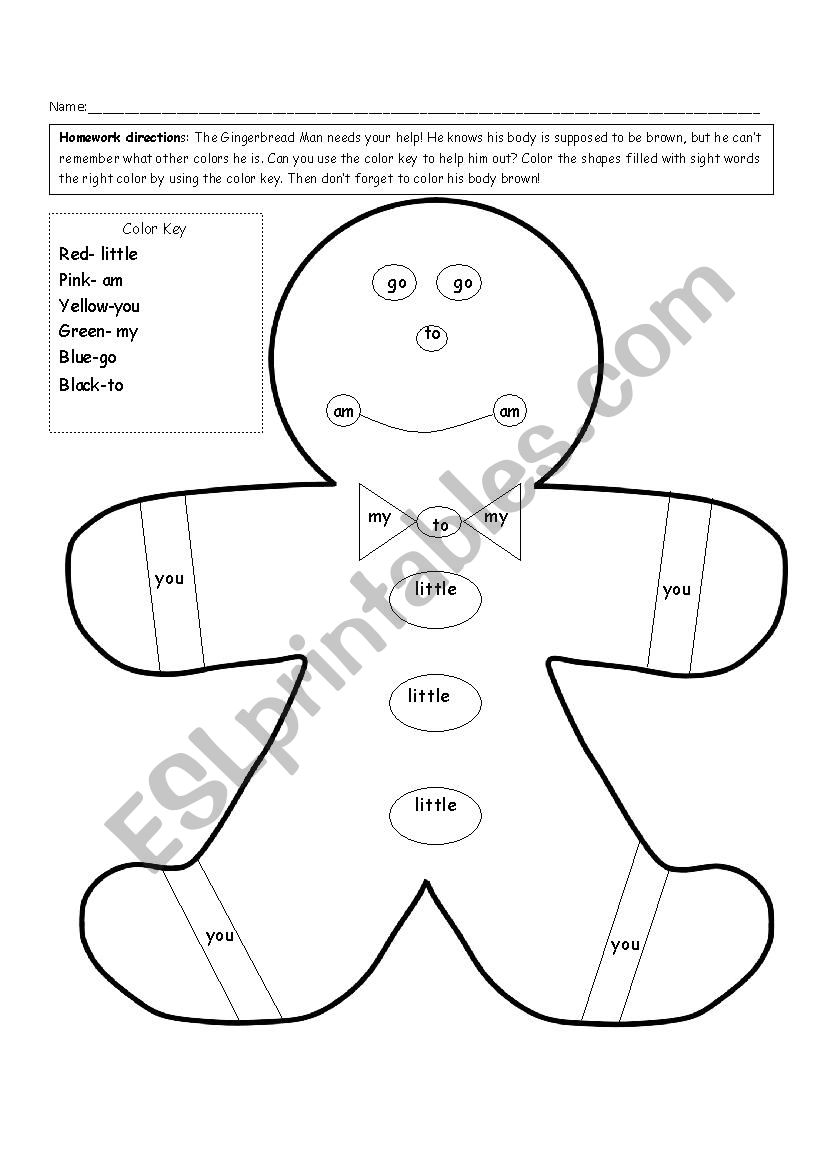 Gingerbread Sight Words worksheet